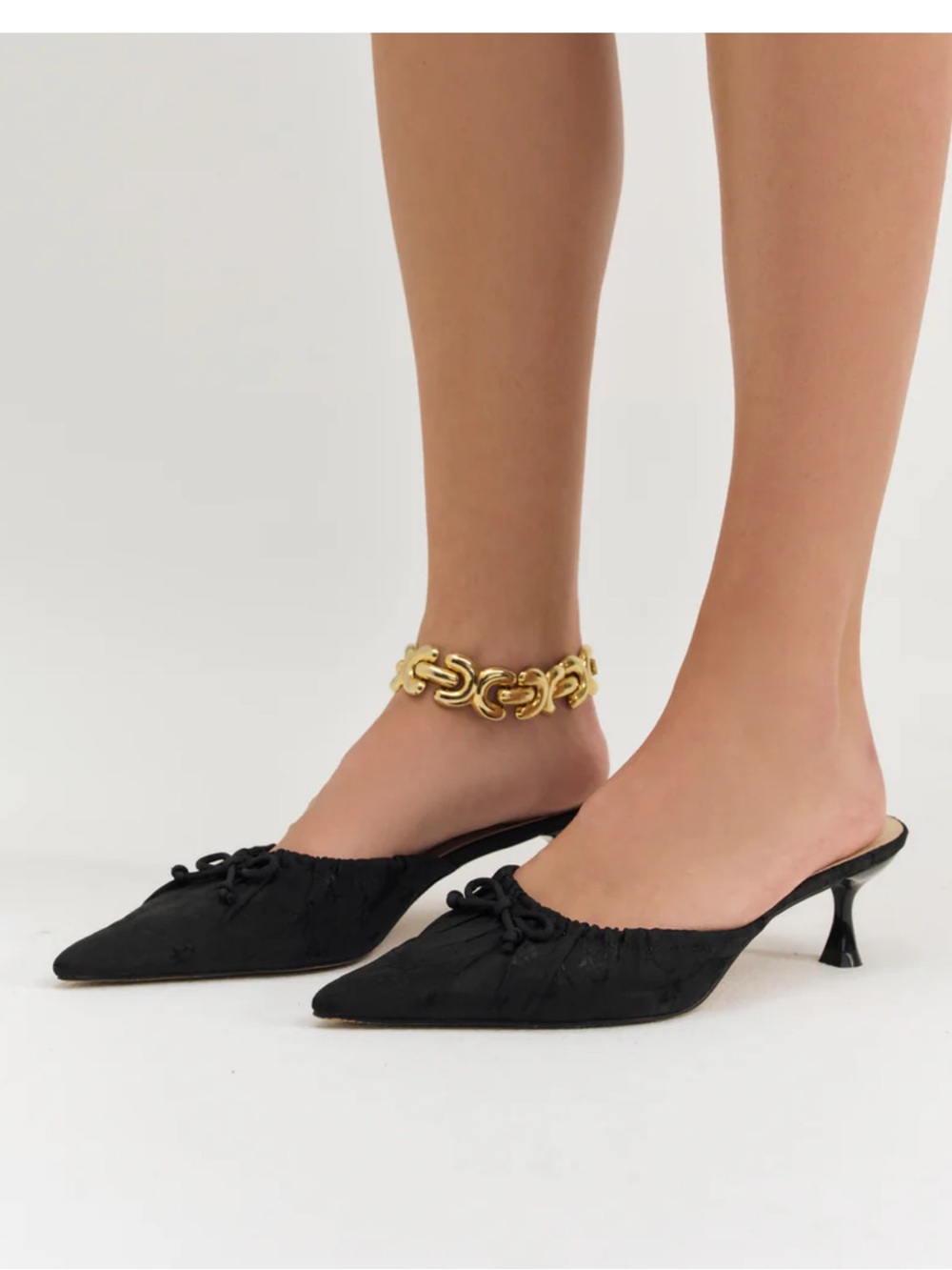 NEW For Love & Lemons Colette Black Pointed-Toe Slip-On Kitten Heels Size 9